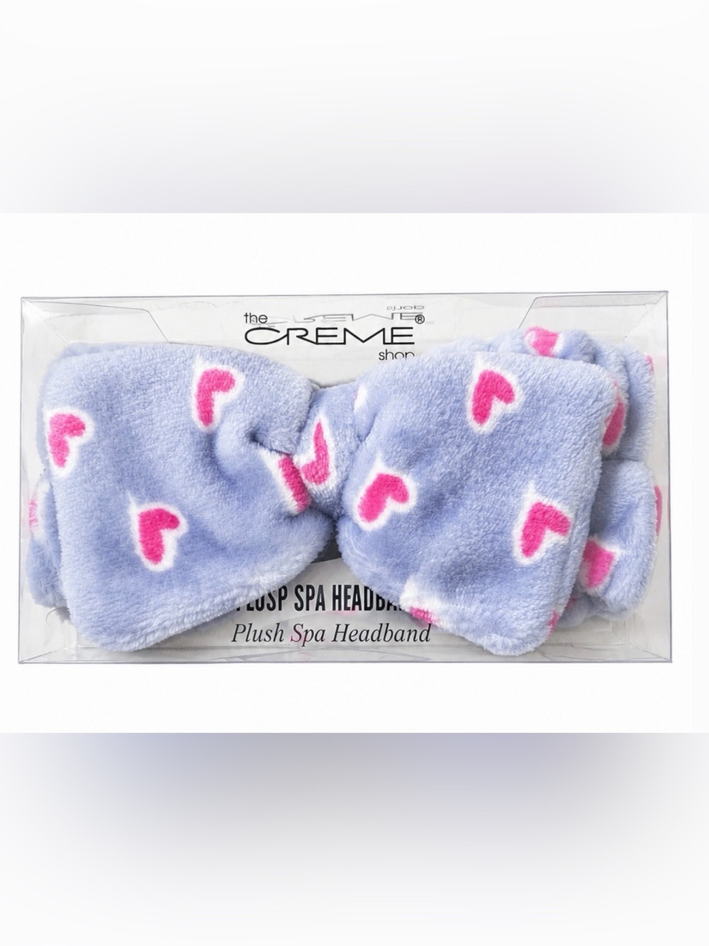 Plush Spa Headband - Lavender with Pink Hearts